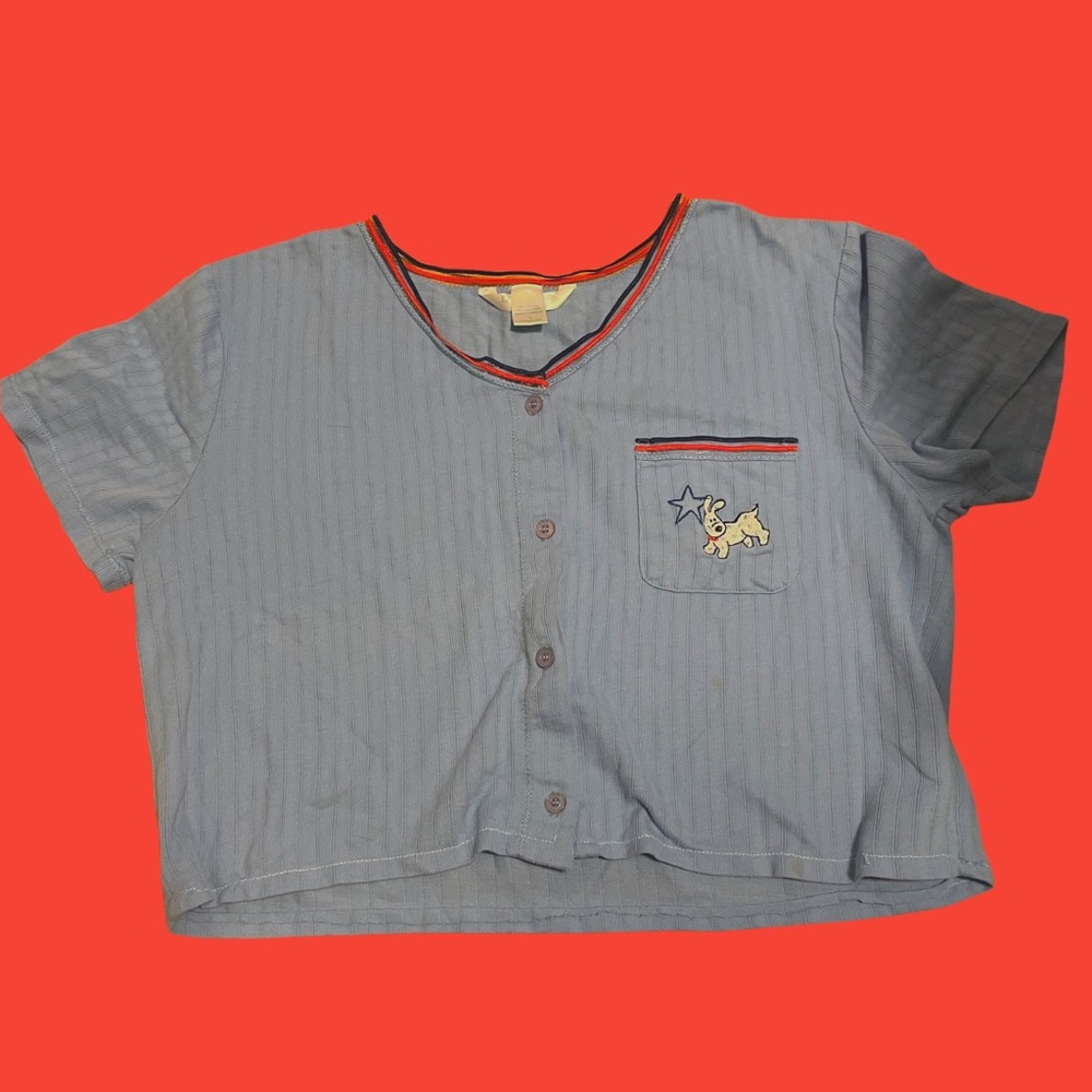 snowy (tintin) sweater short sleeve crop top